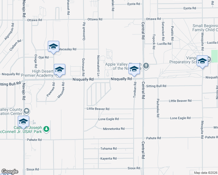 map of restaurants, bars, coffee shops, grocery stores, and more near 22307-22441 Sitting Bull Road in Apple Valley