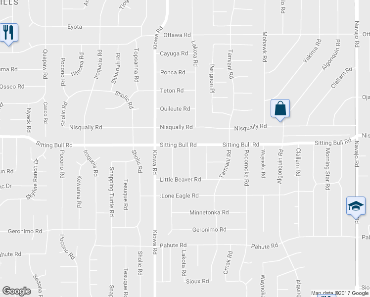 map of restaurants, bars, coffee shops, grocery stores, and more near 20987 Sitting Bull Road in Apple Valley