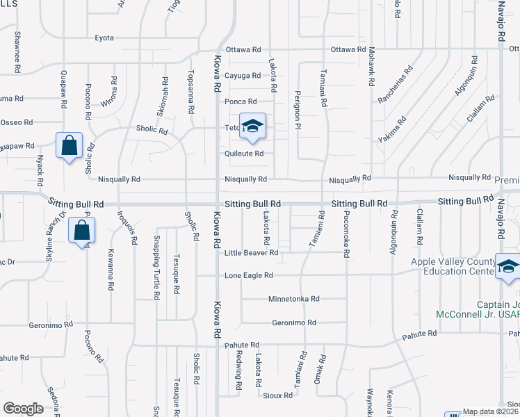 map of restaurants, bars, coffee shops, grocery stores, and more near 12850 Lakota Road in Apple Valley