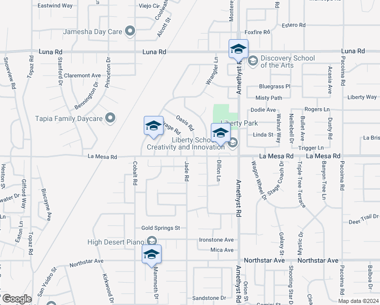 map of restaurants, bars, coffee shops, grocery stores, and more near 12910 Oasis Road in Victorville