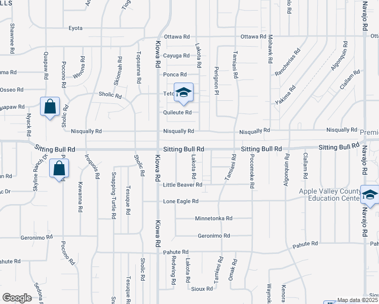 map of restaurants, bars, coffee shops, grocery stores, and more near 12850 Lakota Road in Apple Valley