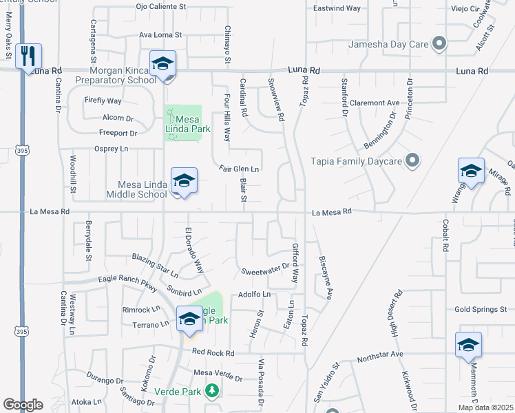 map of restaurants, bars, coffee shops, grocery stores, and more near 12765 Boeing Court in Victorville