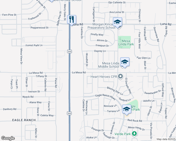 map of restaurants, bars, coffee shops, grocery stores, and more near 12229 Albatross Street in Victorville