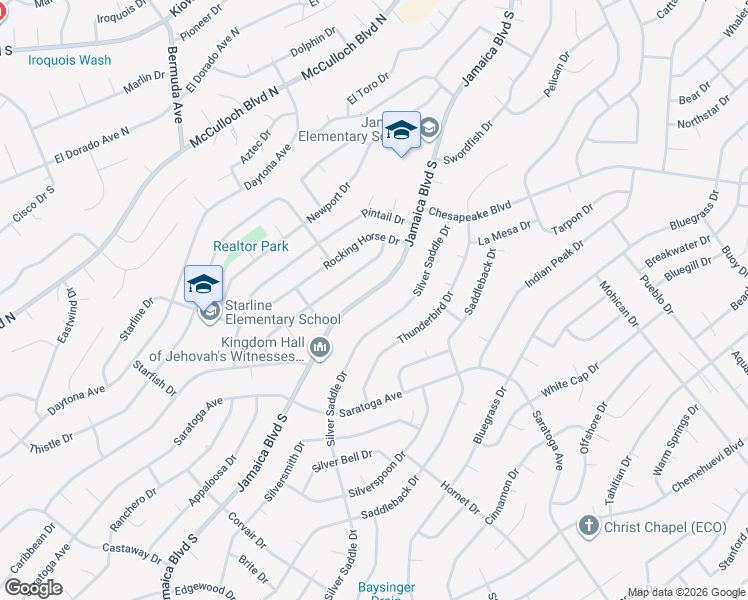 map of restaurants, bars, coffee shops, grocery stores, and more near 3288 Jamaica Boulevard South in Lake Havasu City