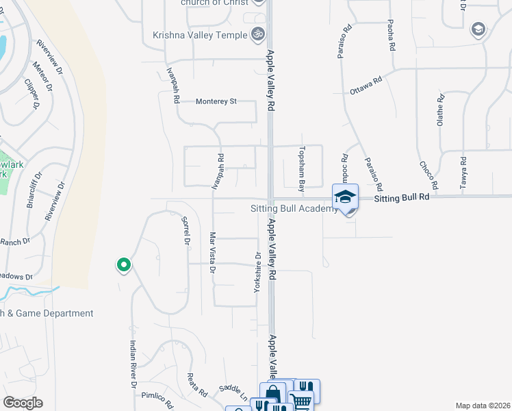 map of restaurants, bars, coffee shops, grocery stores, and more near 12860 Yorkshire Drive in Apple Valley