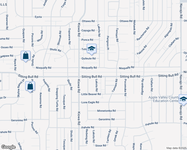 map of restaurants, bars, coffee shops, grocery stores, and more near 21010 Sitting Bull Road in Apple Valley