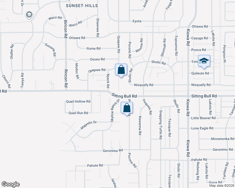 map of restaurants, bars, coffee shops, grocery stores, and more near 12846 Skyline Ranch Drive in Apple Valley