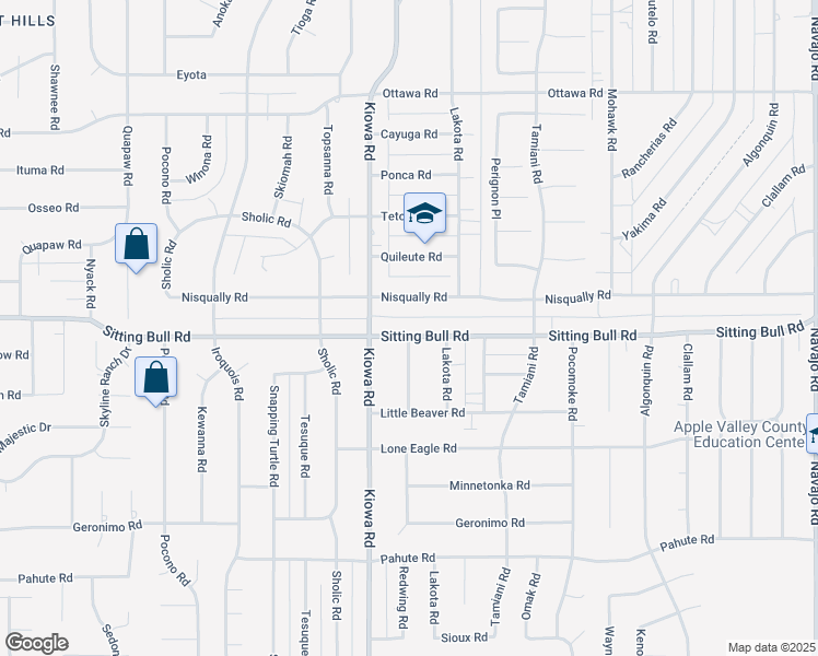 map of restaurants, bars, coffee shops, grocery stores, and more near 20968 Sitting Bull Road in Apple Valley