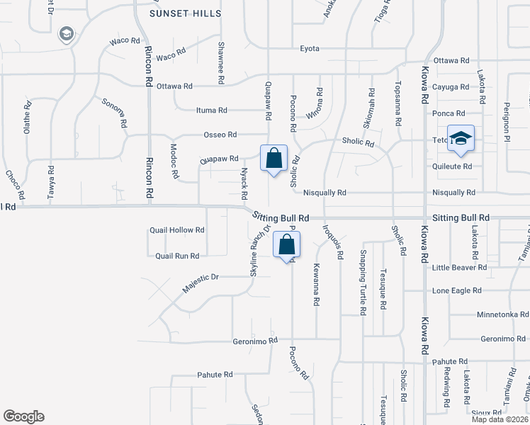 map of restaurants, bars, coffee shops, grocery stores, and more near 12846 Skyline Ranch Drive in Apple Valley