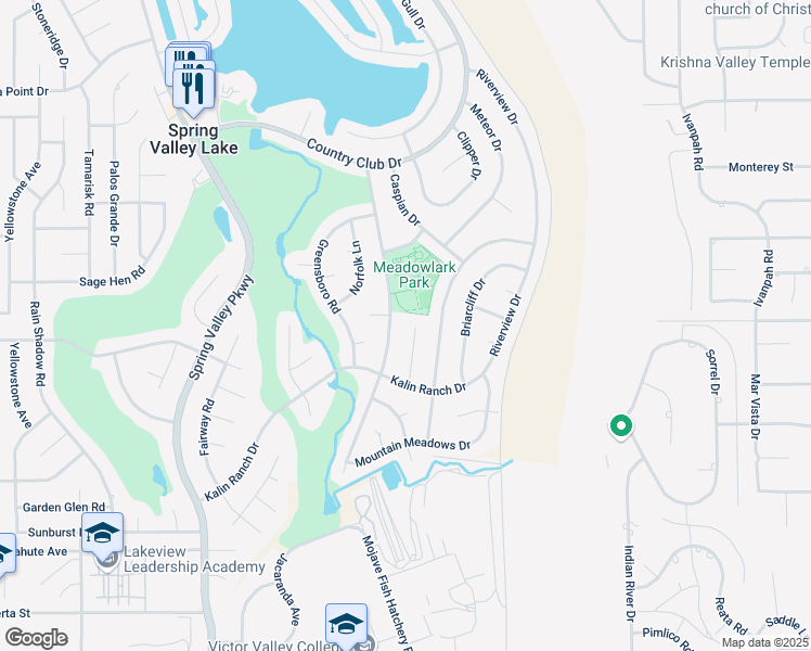 map of restaurants, bars, coffee shops, grocery stores, and more near 12894 Candlewick Lane in Victorville