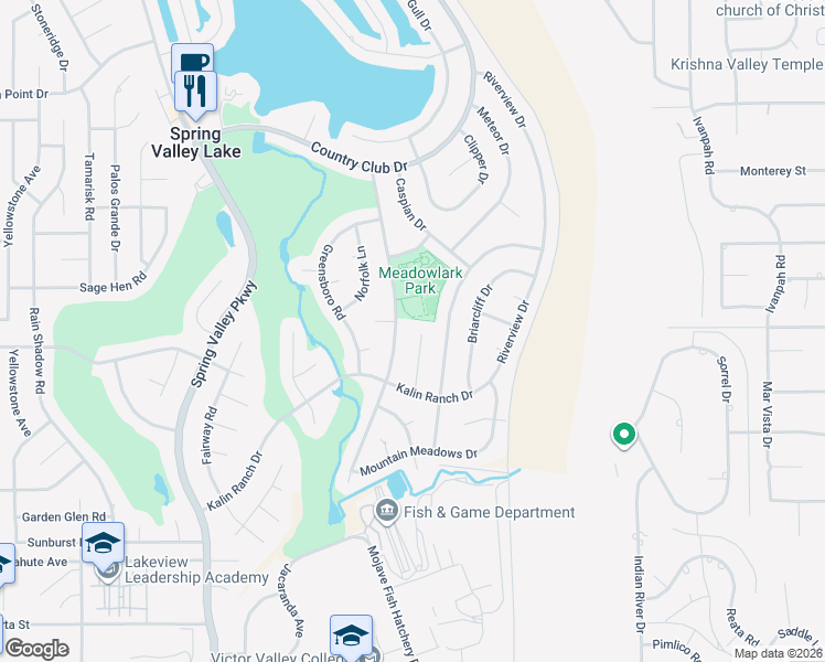 map of restaurants, bars, coffee shops, grocery stores, and more near 12894 Candlewick Lane in Victorville