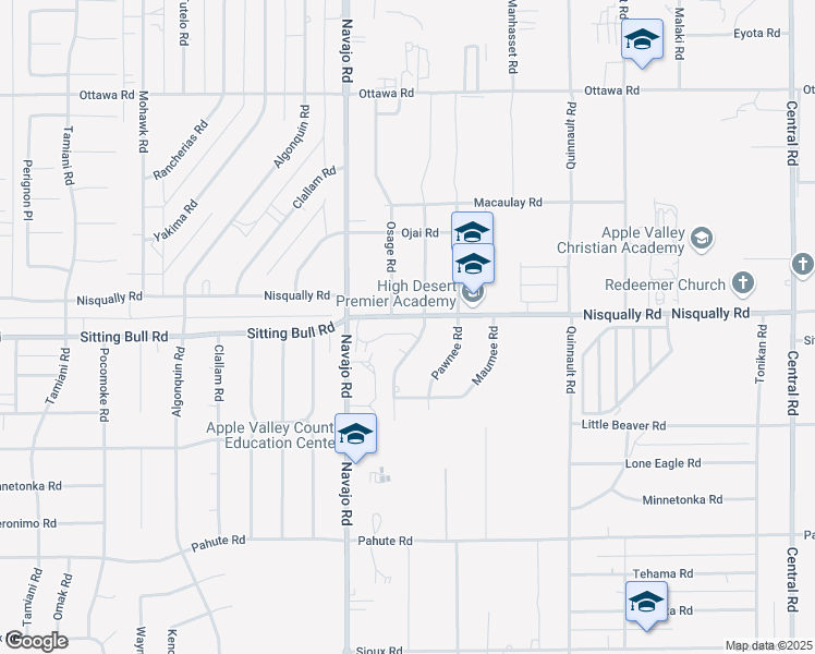 map of restaurants, bars, coffee shops, grocery stores, and more near 21815 Nisqually Road in Apple Valley