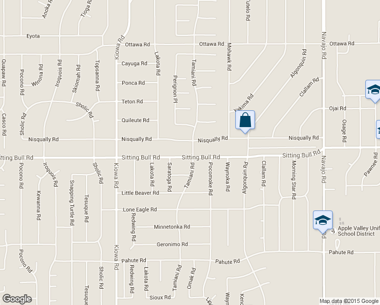 map of restaurants, bars, coffee shops, grocery stores, and more near 21217 Sitting Bull Road in Apple Valley