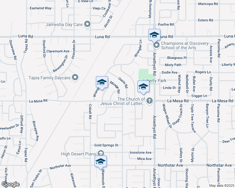 map of restaurants, bars, coffee shops, grocery stores, and more near 12911 Mirage Road in Victorville