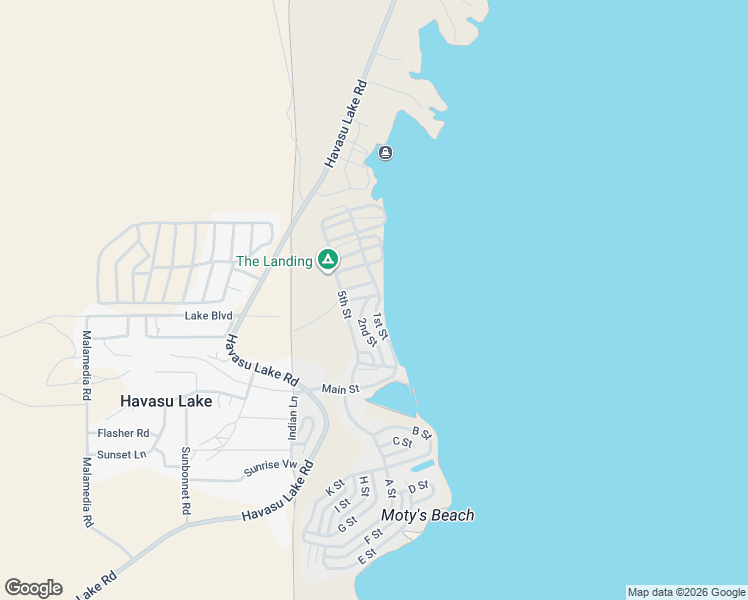 map of restaurants, bars, coffee shops, grocery stores, and more near 73 2nd Street in Havasu Lake