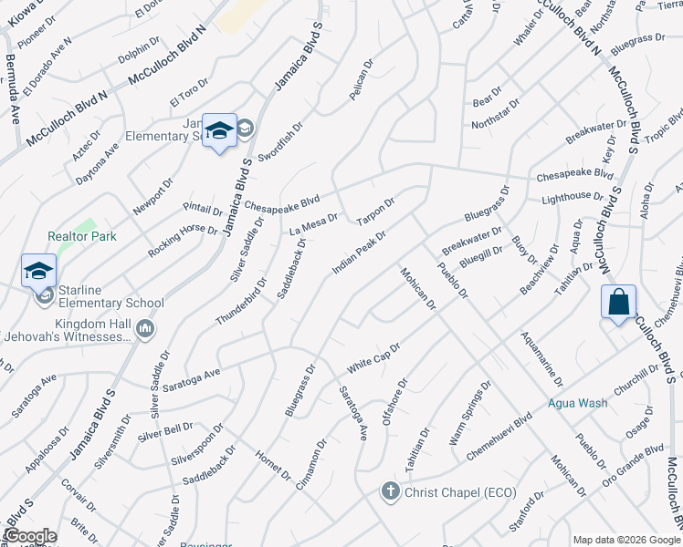 map of restaurants, bars, coffee shops, grocery stores, and more near 3468 Indian Peak Drive in Lake Havasu City