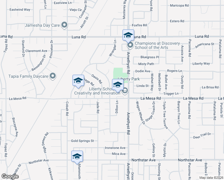 map of restaurants, bars, coffee shops, grocery stores, and more near 12967 Sundown Road in Victorville