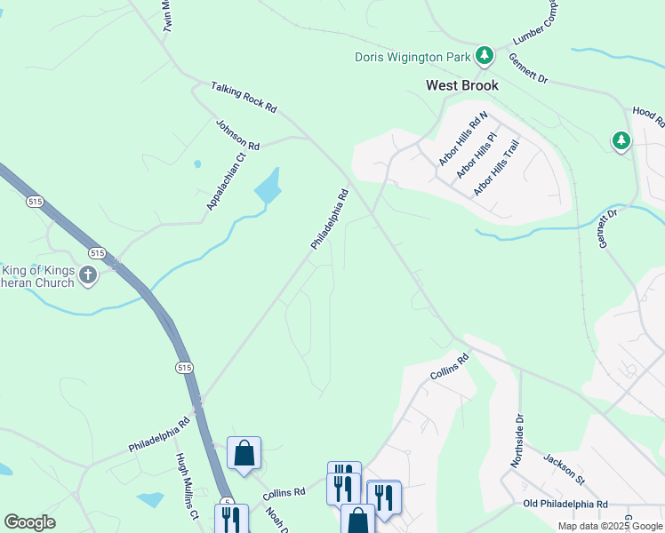 map of restaurants, bars, coffee shops, grocery stores, and more near 155 Lindsey Lane in Big Canoe