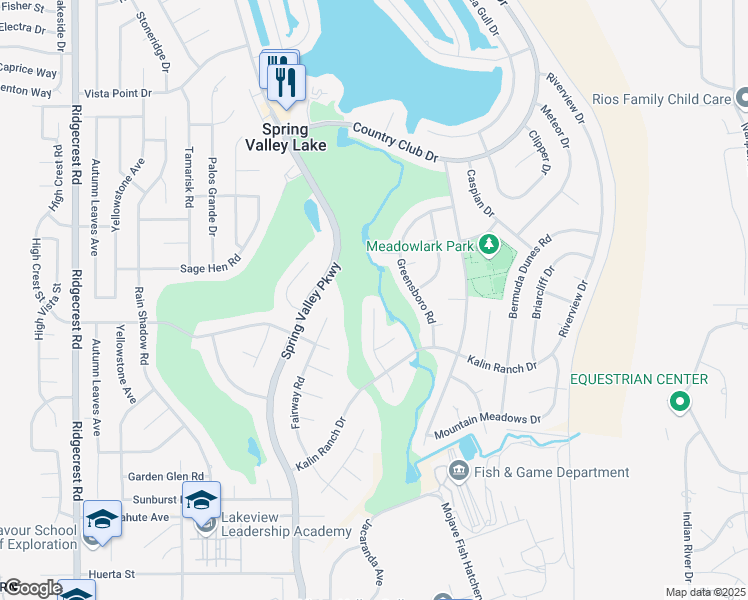 map of restaurants, bars, coffee shops, grocery stores, and more near 12930 Golf Course Drive in Victorville