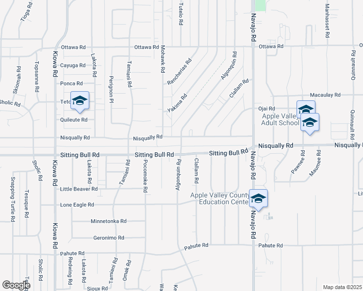 map of restaurants, bars, coffee shops, grocery stores, and more near Algonquin Road in Apple Valley
