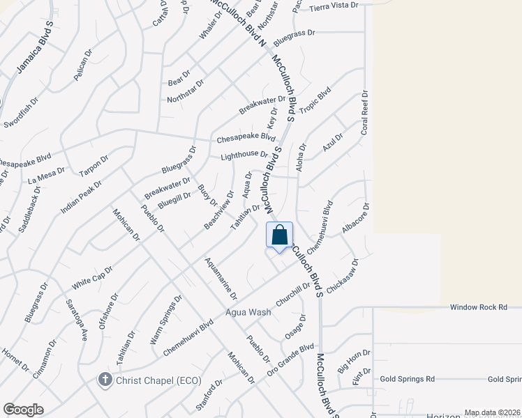 map of restaurants, bars, coffee shops, grocery stores, and more near 3816 Aqua Drive in Lake Havasu City