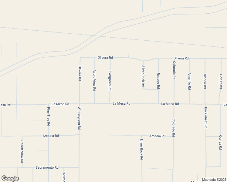 map of restaurants, bars, coffee shops, grocery stores, and more near Evergreen Road in Pinon Hills