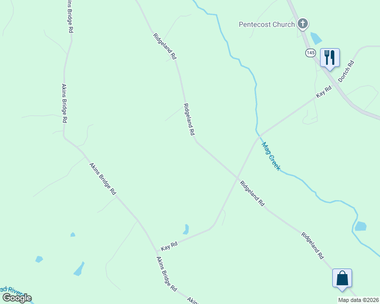 map of restaurants, bars, coffee shops, grocery stores, and more near 2277 Ridgeland Road in Eastanollee