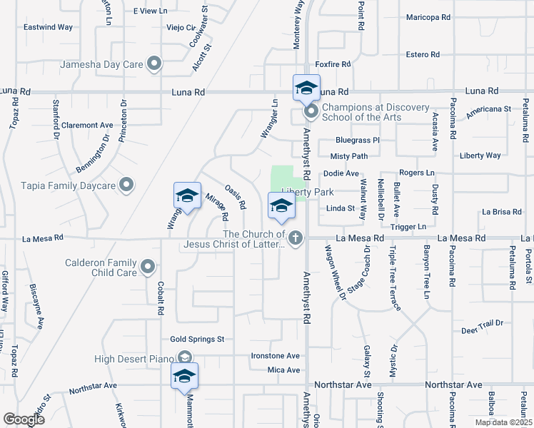 map of restaurants, bars, coffee shops, grocery stores, and more near 12967 Sundown Road in Victorville