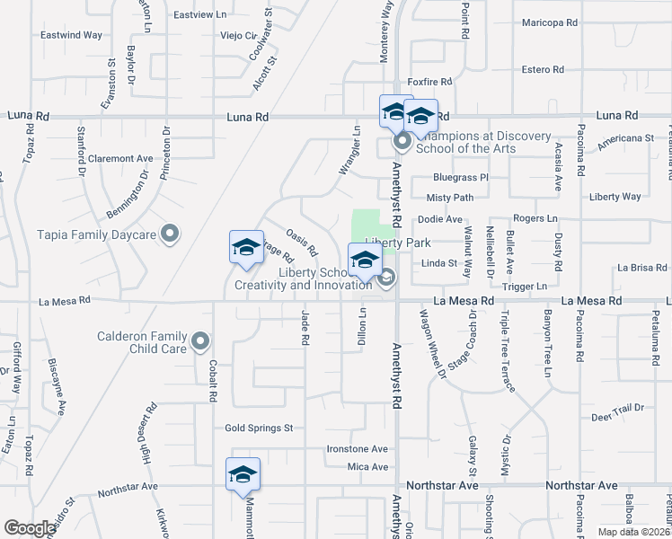 map of restaurants, bars, coffee shops, grocery stores, and more near 12966 Sundown Road in Victorville