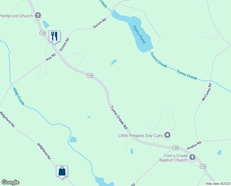 map of restaurants, bars, coffee shops, grocery stores, and more near 2685 Georgia 145 in Eastanollee