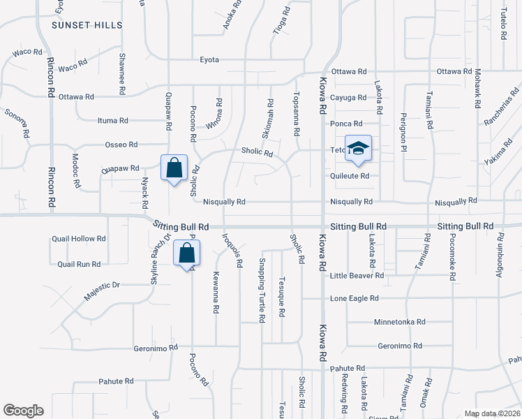 map of restaurants, bars, coffee shops, grocery stores, and more near 20725 Nisqually Road in Apple Valley