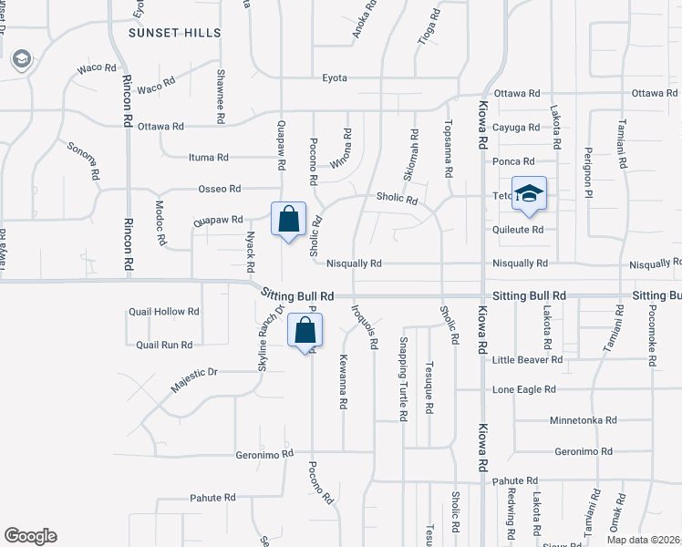 map of restaurants, bars, coffee shops, grocery stores, and more near 20587 Nisqually Road in Apple Valley