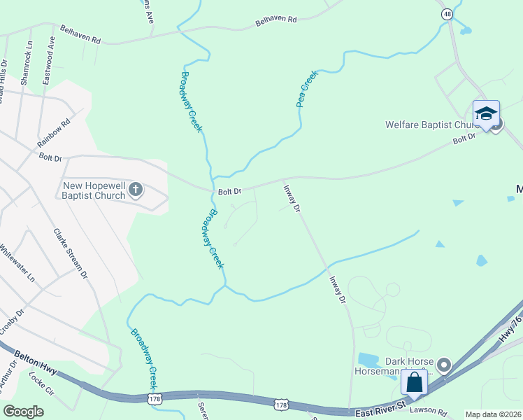 map of restaurants, bars, coffee shops, grocery stores, and more near 101 Big View in Anderson