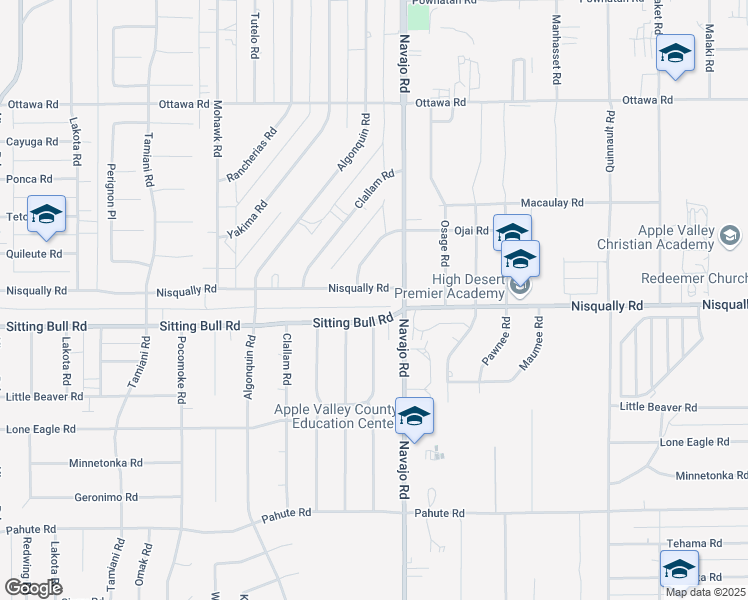 map of restaurants, bars, coffee shops, grocery stores, and more near 21615 Nisqually Road in Apple Valley