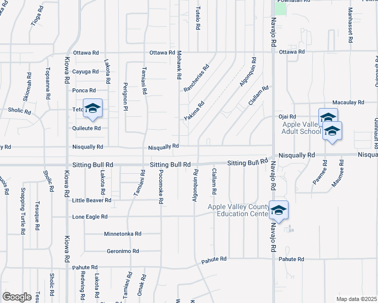 map of restaurants, bars, coffee shops, grocery stores, and more near 21337 Nisqually Road in Apple Valley