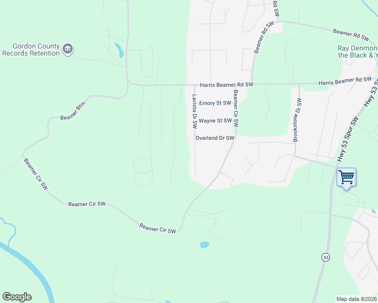 map of restaurants, bars, coffee shops, grocery stores, and more near 267 Lavista Drive Southwest in Calhoun