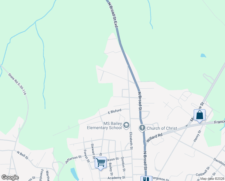 map of restaurants, bars, coffee shops, grocery stores, and more near 109 Neighborhood Drive in Clinton