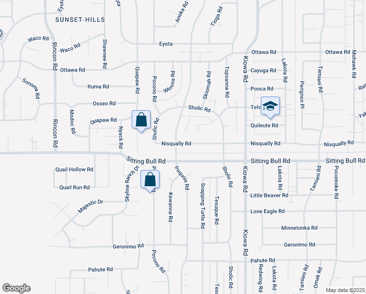 map of restaurants, bars, coffee shops, grocery stores, and more near 20649 Nisqually Road in Apple Valley