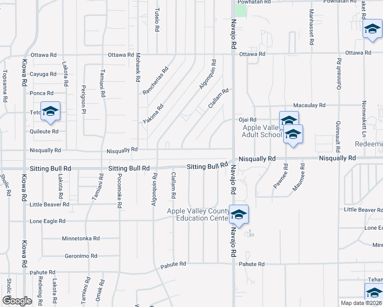 map of restaurants, bars, coffee shops, grocery stores, and more near 21535 Nisqually Road in Apple Valley