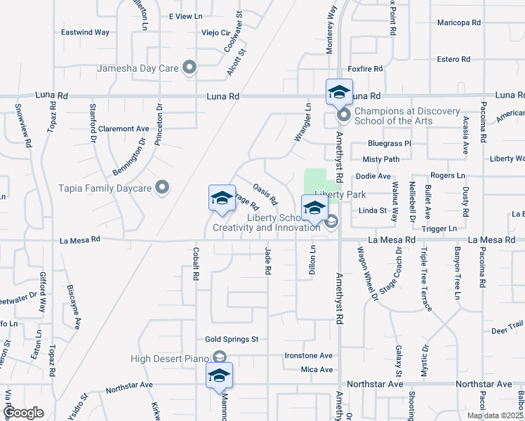 map of restaurants, bars, coffee shops, grocery stores, and more near 12981 Mirage Road in Victorville