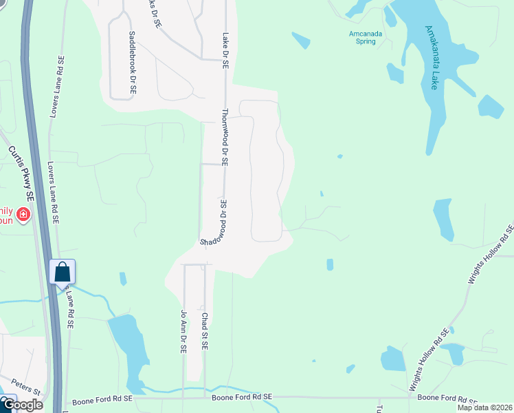 map of restaurants, bars, coffee shops, grocery stores, and more near 312 Sunset Drive Southeast in Calhoun