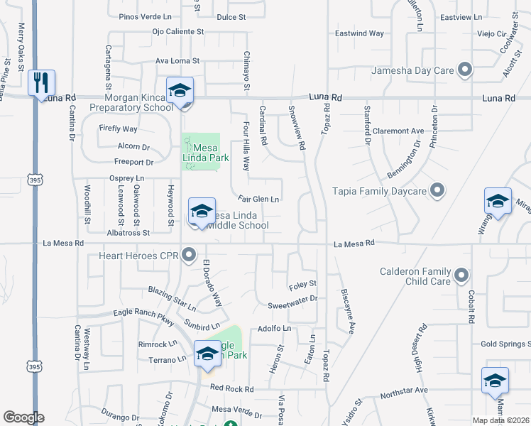 map of restaurants, bars, coffee shops, grocery stores, and more near 12726 Bellrose Court in Victorville