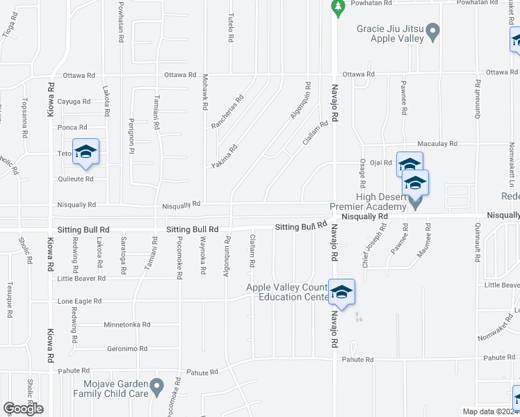 map of restaurants, bars, coffee shops, grocery stores, and more near 21495 Nisqually Road in Apple Valley