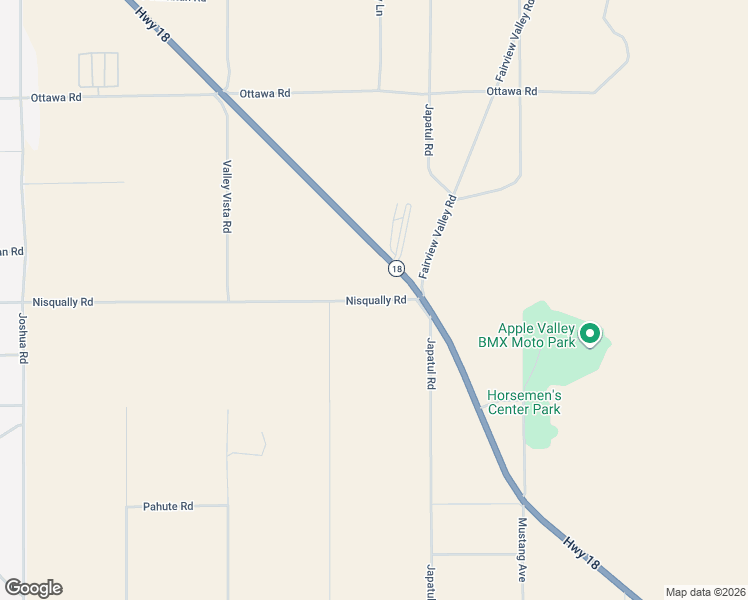 map of restaurants, bars, coffee shops, grocery stores, and more near Nisqually Road in Apple Valley