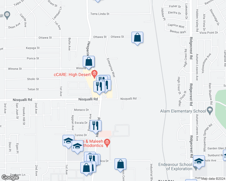 map of restaurants, bars, coffee shops, grocery stores, and more near in Victorville