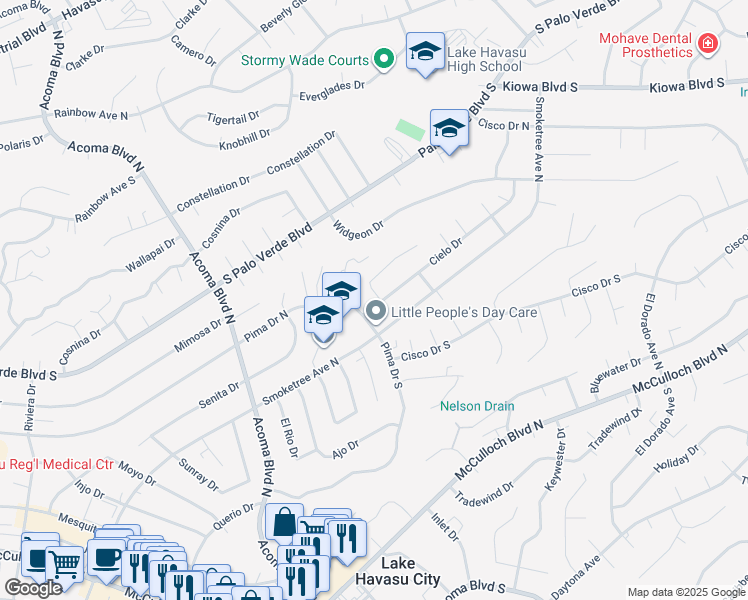 map of restaurants, bars, coffee shops, grocery stores, and more near 2440 Cielo Dr in Lake Havasu City