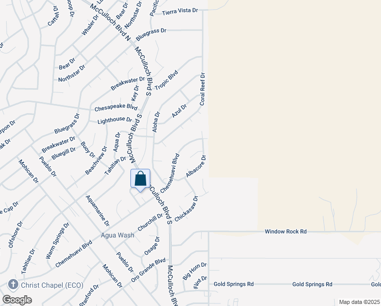 map of restaurants, bars, coffee shops, grocery stores, and more near 3961 Albacore Lane in Lake Havasu City