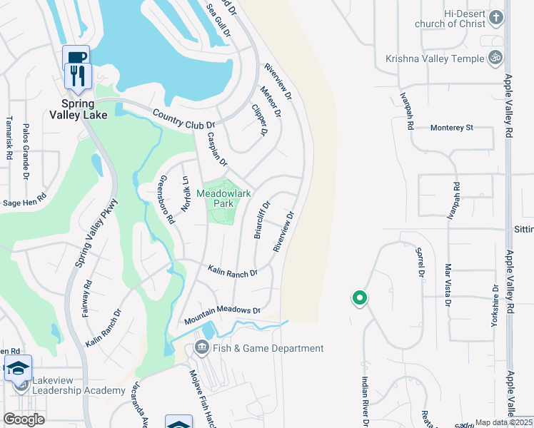 map of restaurants, bars, coffee shops, grocery stores, and more near 12935 Briarcliff Drive in Victorville