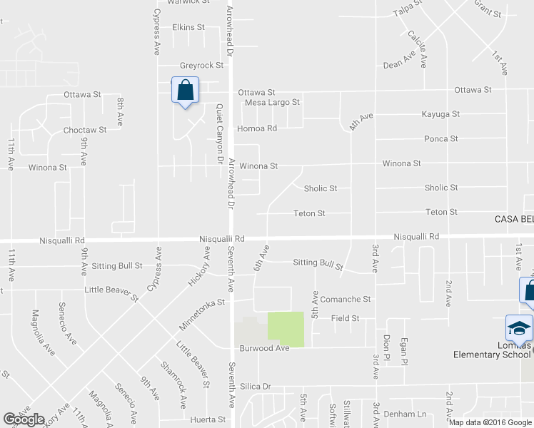 map of restaurants, bars, coffee shops, grocery stores, and more near 6th Avenue in Victorville