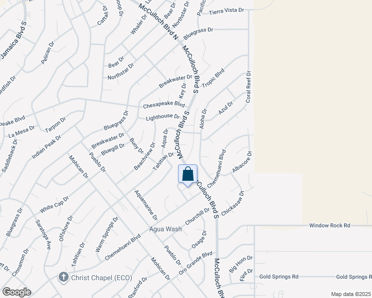 map of restaurants, bars, coffee shops, grocery stores, and more near 3880 McCulloch Lane in Lake Havasu City